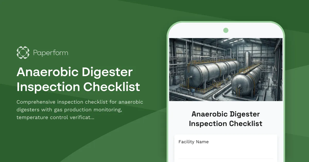 Anaerobic Digester Inspection Checklist