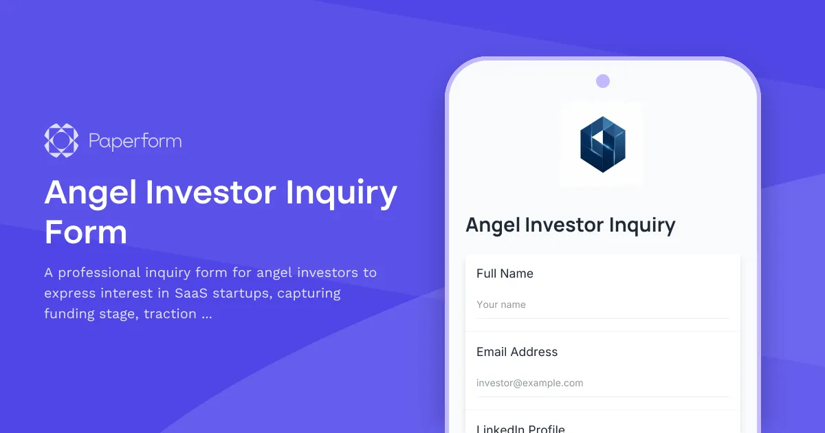 Angel Investor Inquiry Form