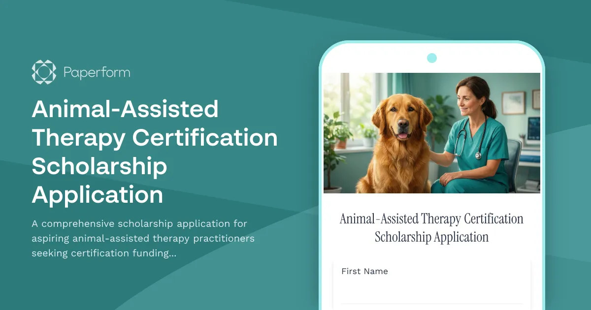 Animal-Assisted Therapy Certification Scholarship Application
