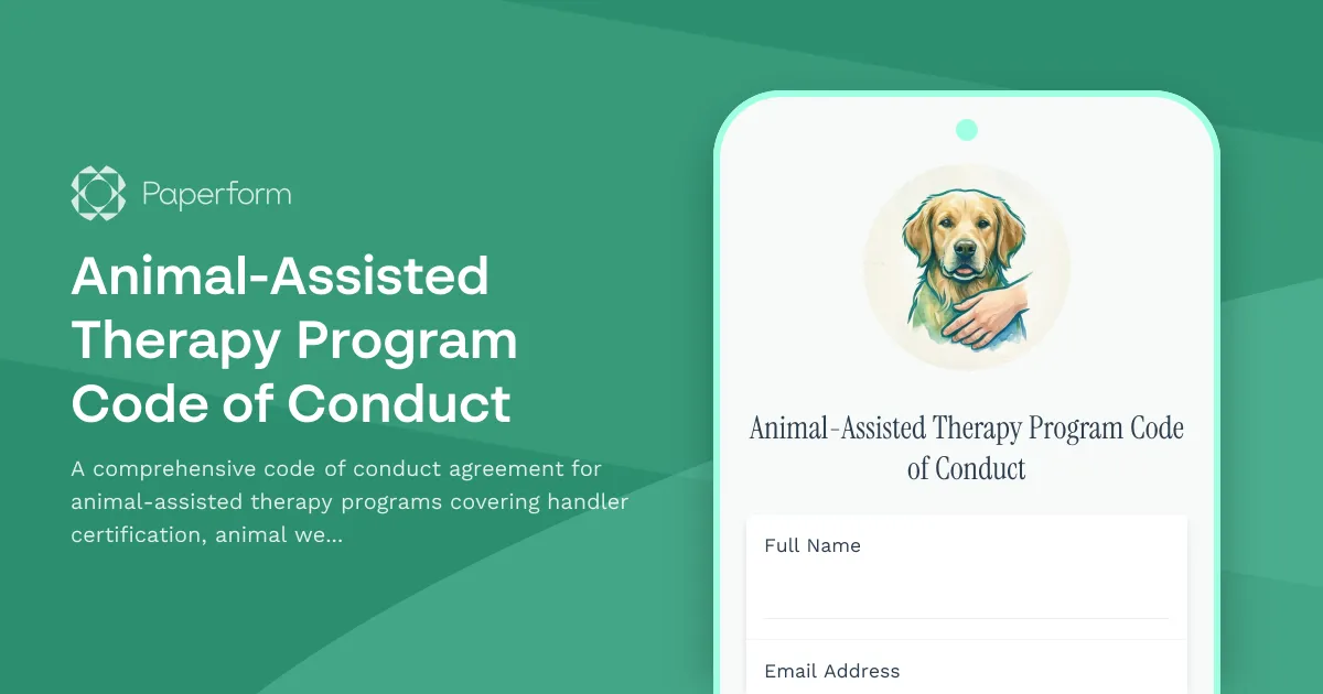 Animal-Assisted Therapy Program Code of Conduct