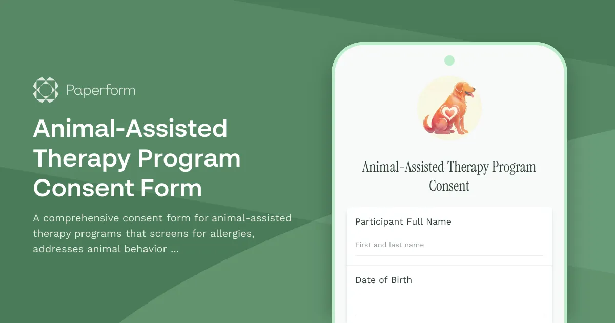 Animal-Assisted Therapy Program Consent Form