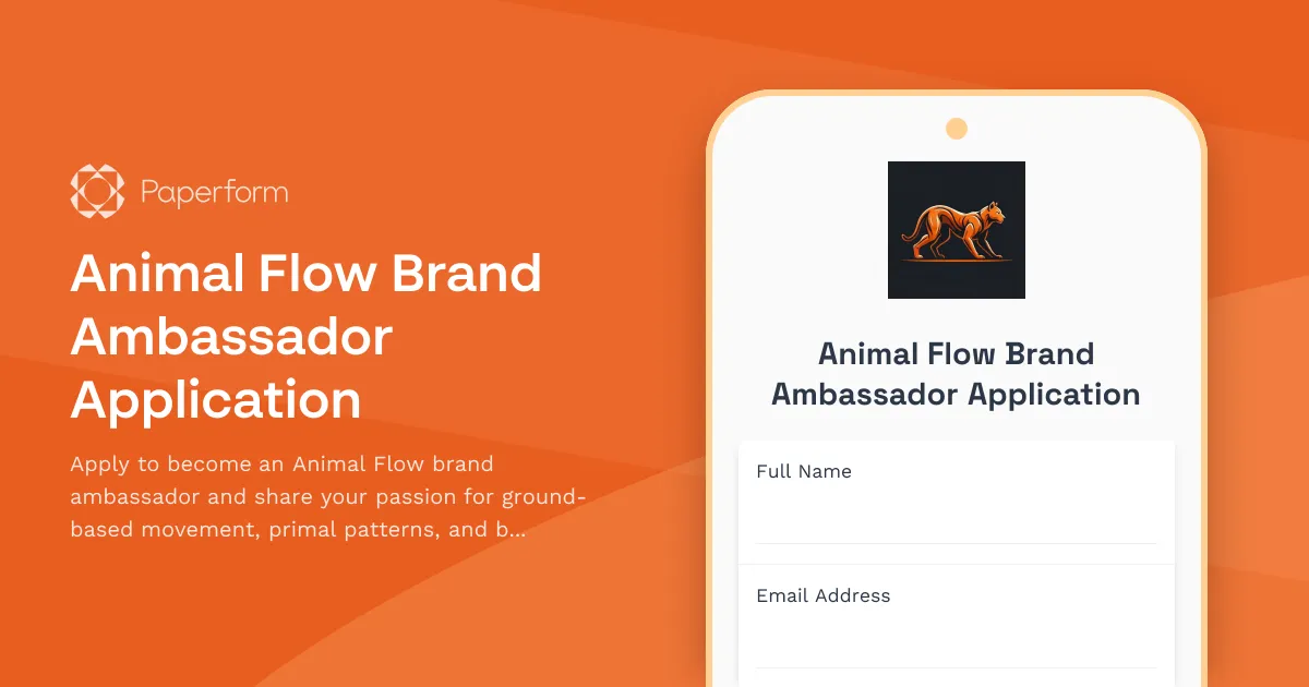 Animal Flow Brand Ambassador Application