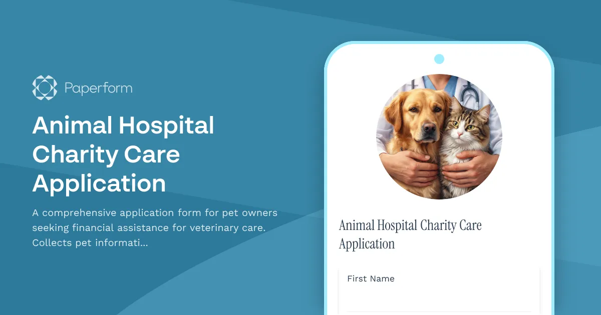 Animal Hospital Charity Care Application