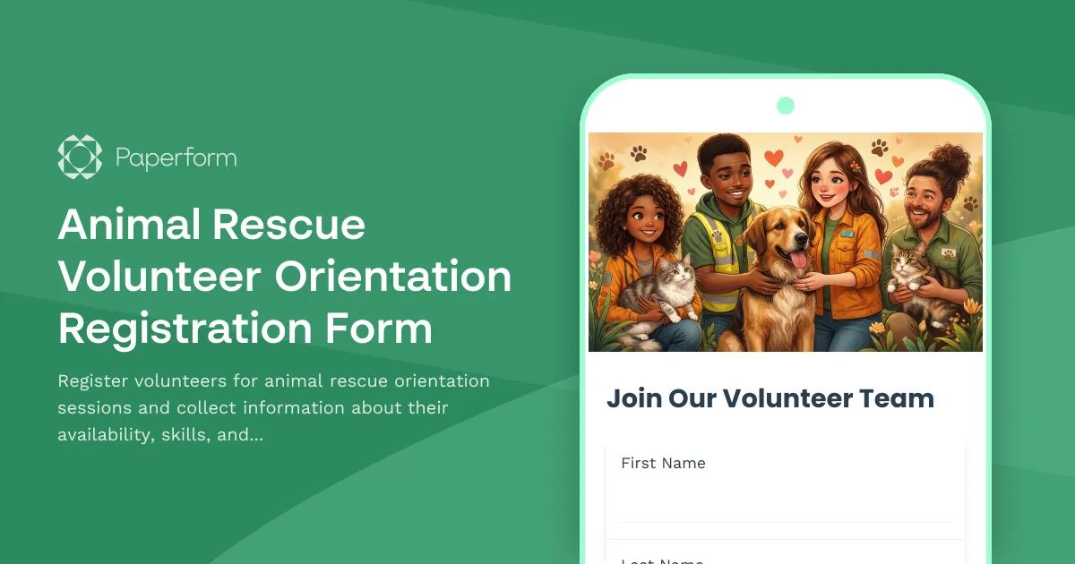 Animal Rescue Volunteer Orientation Registration Form
