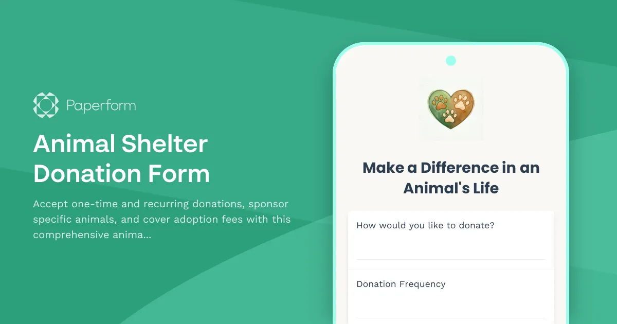 Animal Shelter Donation Form