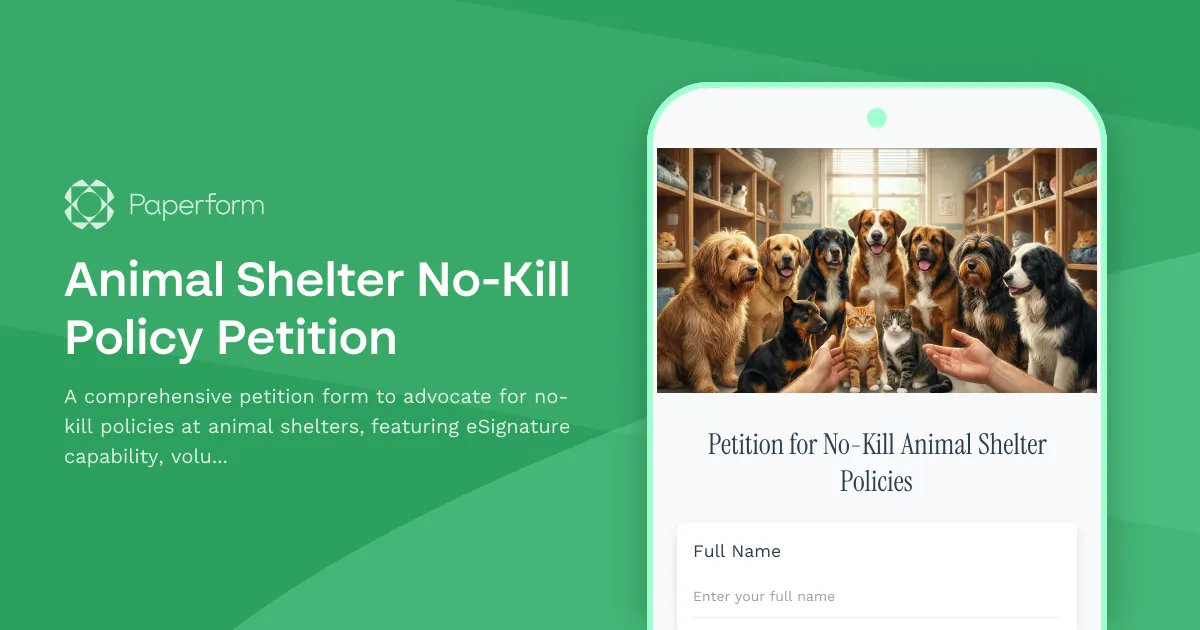 Animal Shelter No-Kill Policy Petition