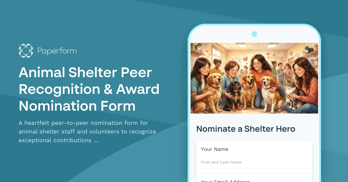 Animal Shelter Peer Recognition & Award Nomination Form