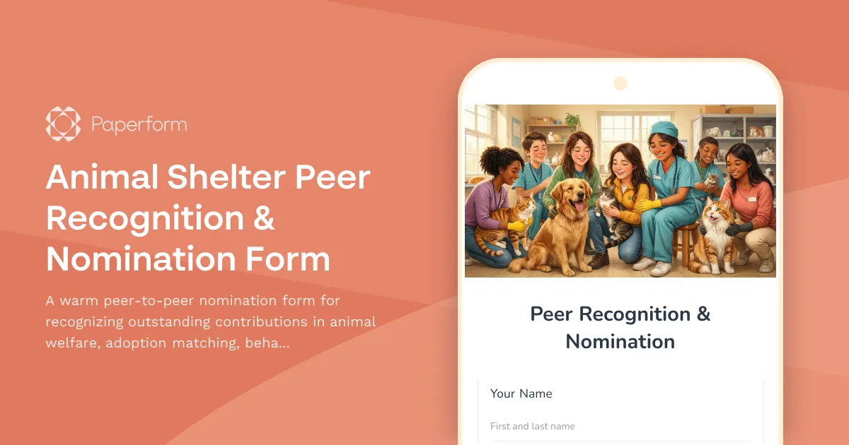 Animal Shelter Peer Recognition & Nomination Form