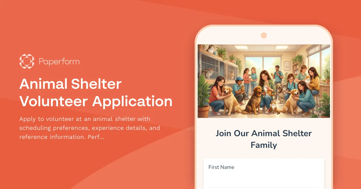 Animal Shelter Volunteer Application