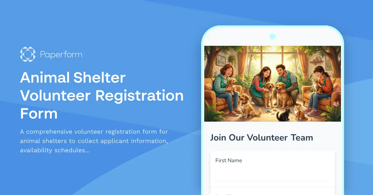 Animal Shelter Volunteer Registration Form