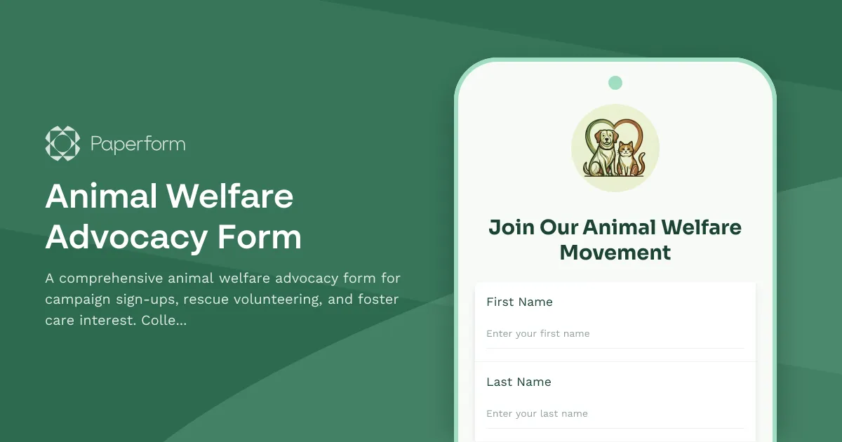 Animal Welfare Advocacy Form