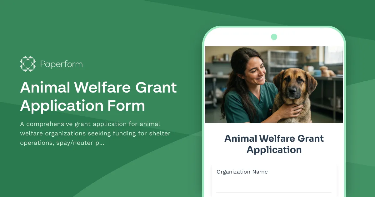 Animal Welfare Grant Application Form