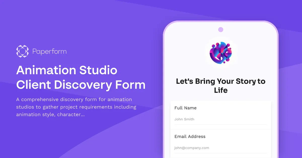 Animation Studio Client Discovery Form