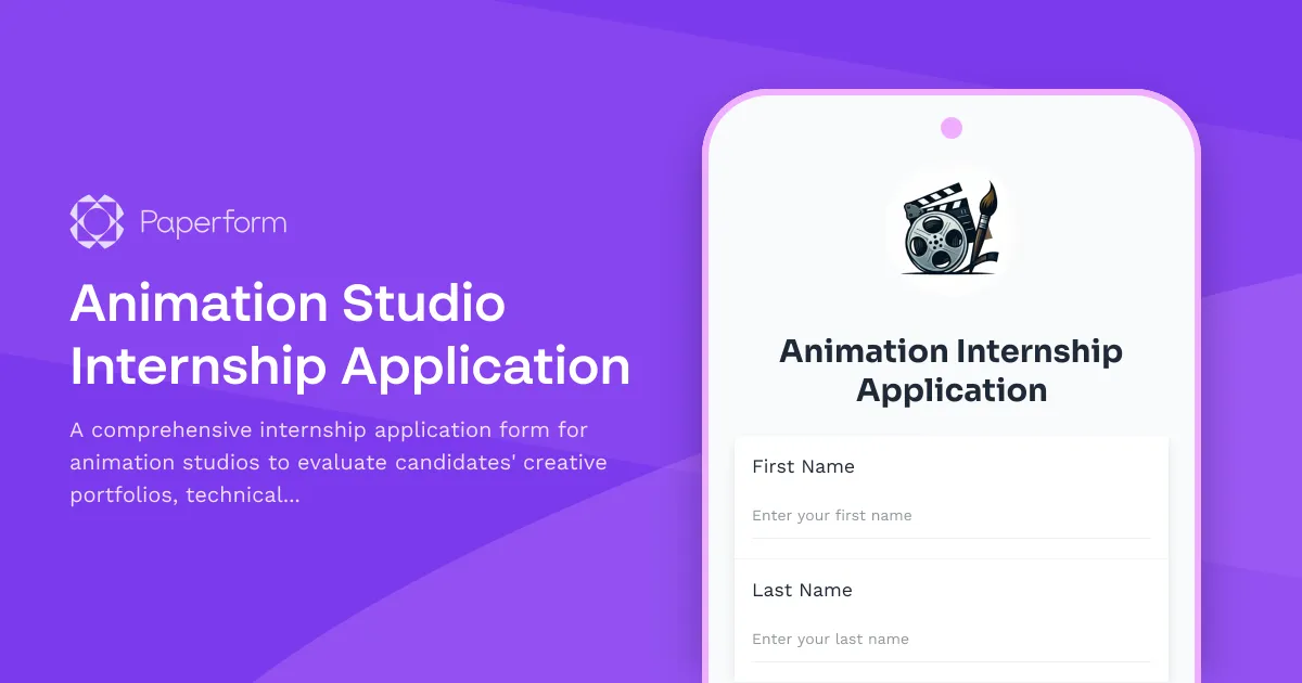 Animation Studio Internship Application