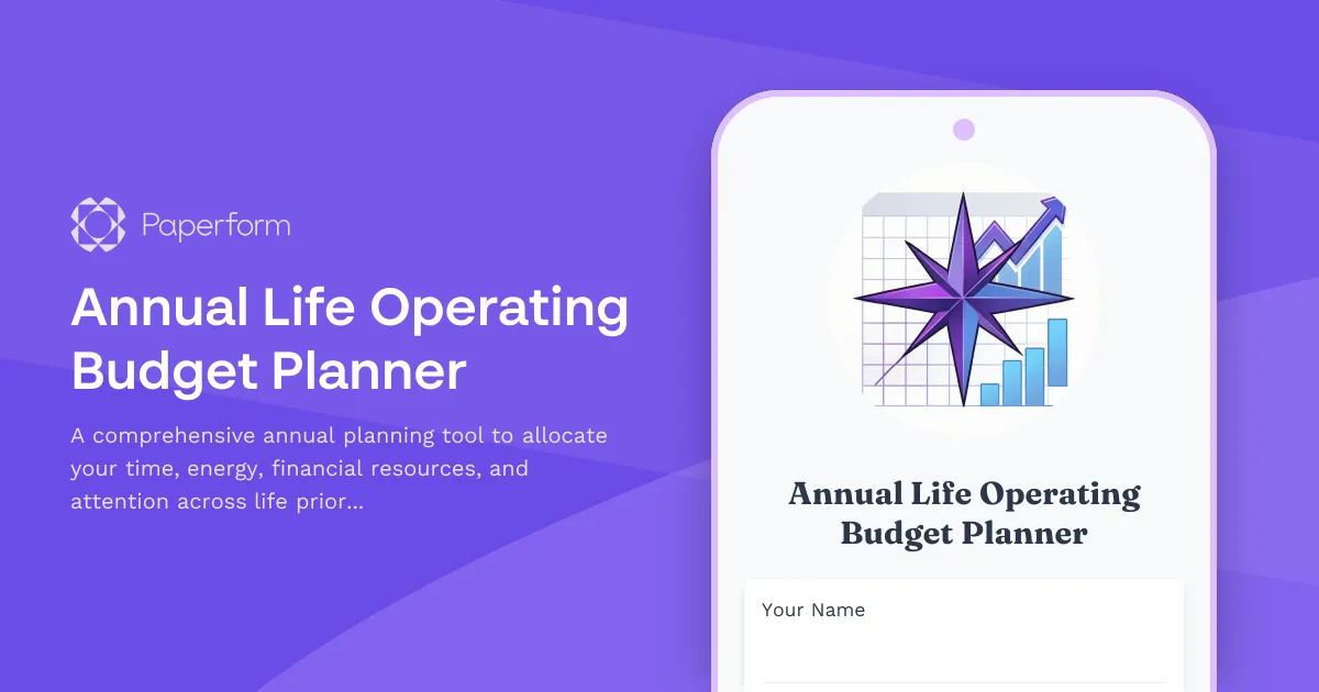 Annual Life Operating Budget Planner