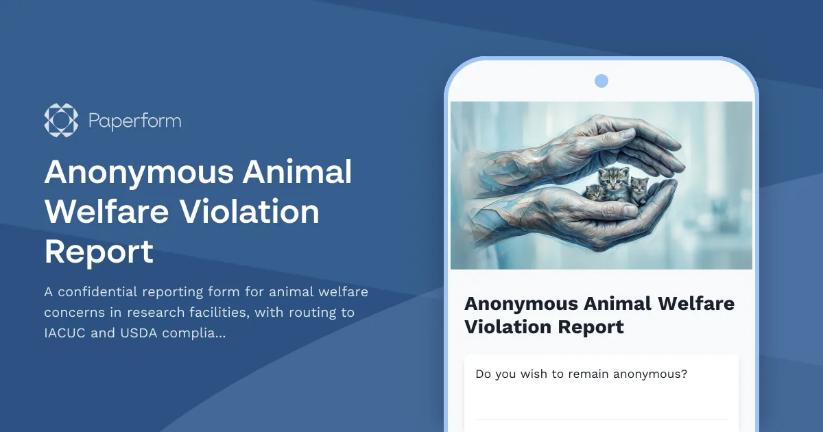 Anonymous Animal Welfare Violation Report