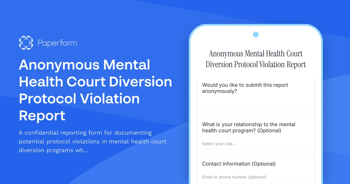 Anonymous Mental Health Court Diversion Protocol Violation Report