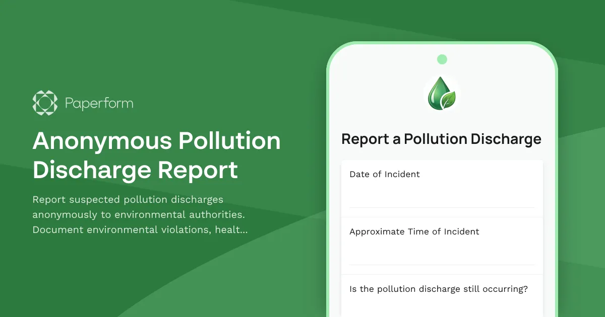 Anonymous Pollution Discharge Report