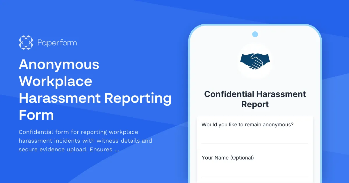 Anonymous Workplace Harassment Reporting Form
