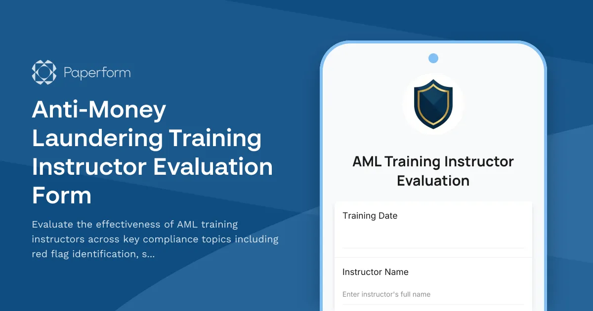 Anti-Money Laundering Training Instructor Evaluation Form