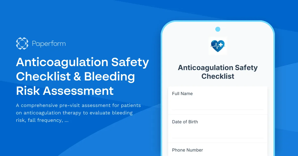Anticoagulation Safety Checklist & Bleeding Risk Assessment