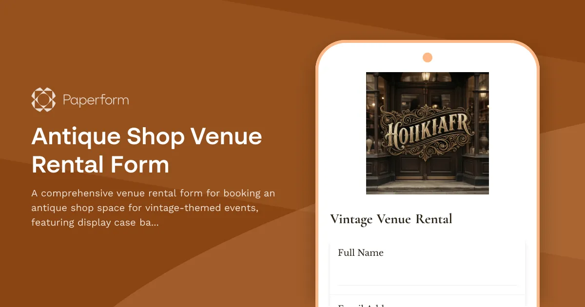 Antique Shop Venue Rental Form