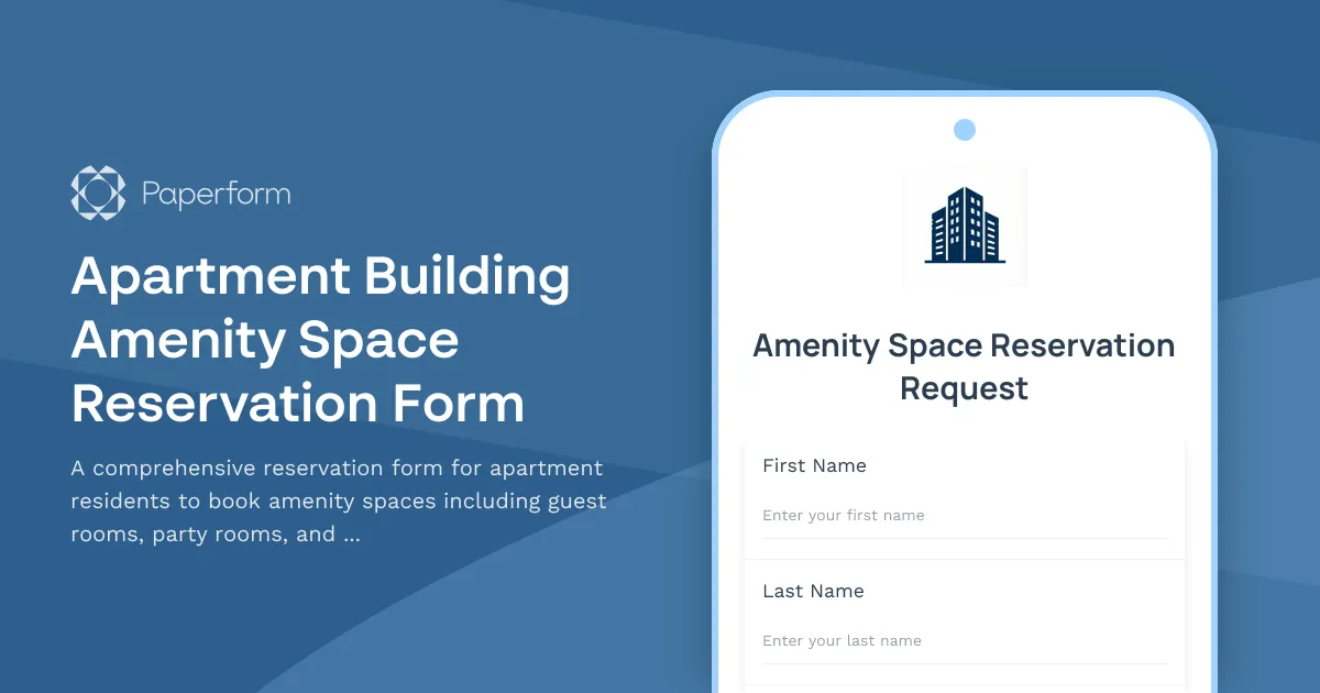 Apartment Building Amenity Space Reservation Form