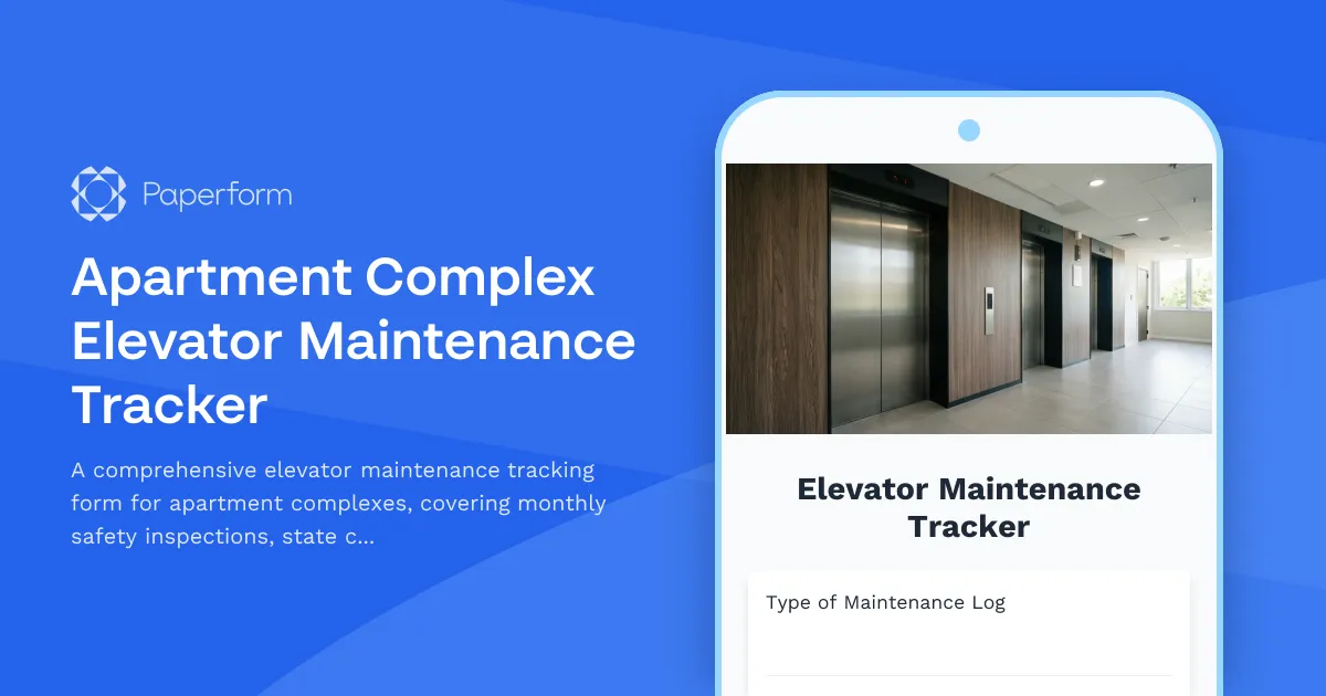 Apartment Complex Elevator Maintenance Tracker