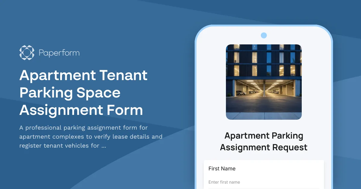 Apartment Tenant Parking Space Assignment Form