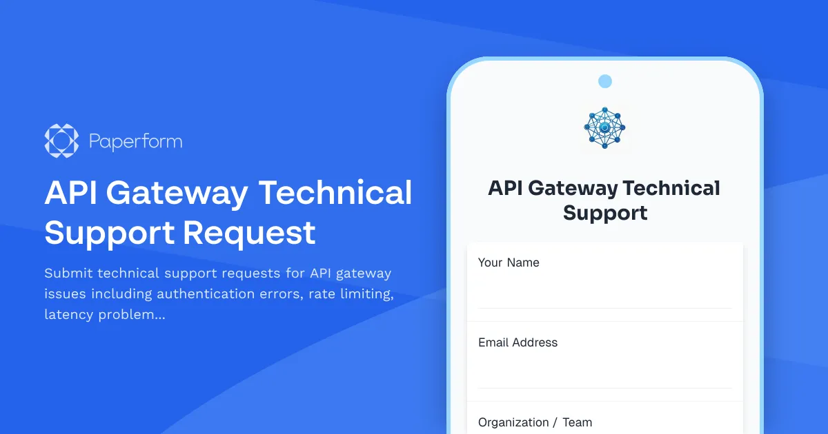 API Gateway Technical Support Request