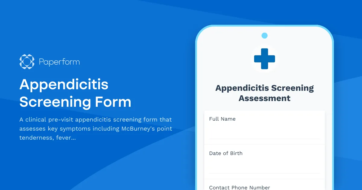 Appendicitis Screening Form