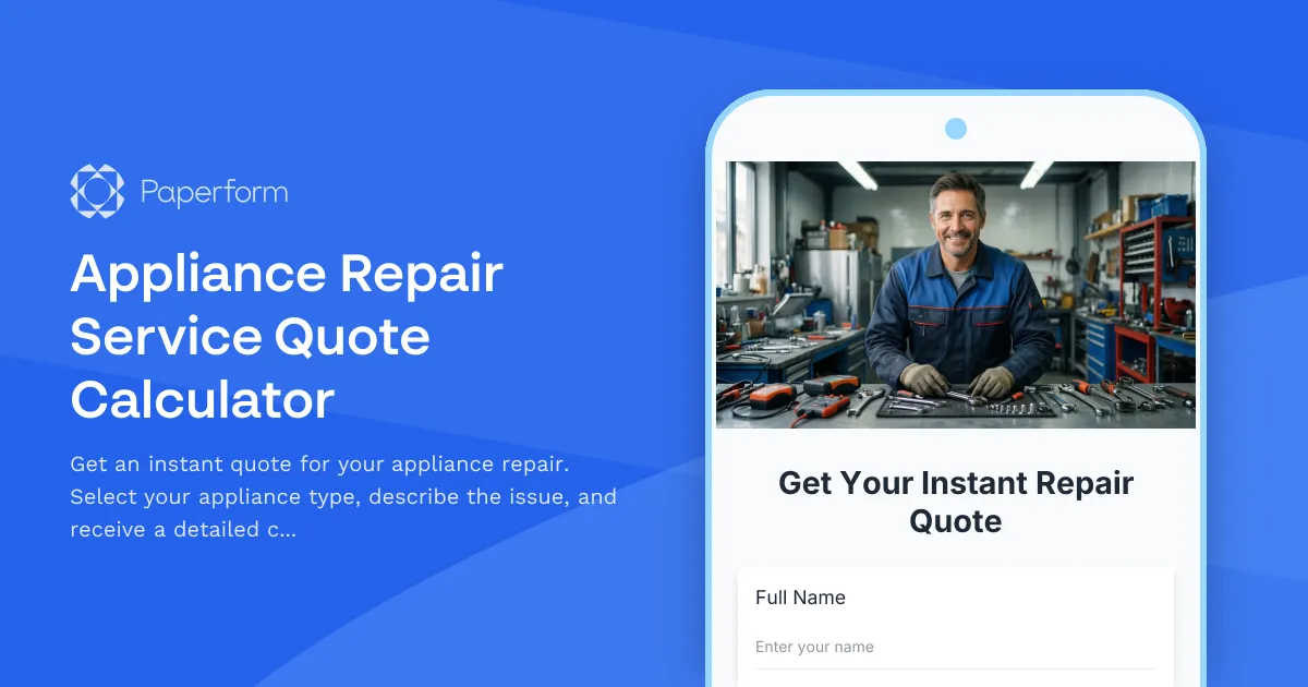 Appliance Repair Service Quote Calculator