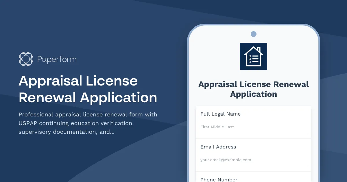 Appraisal License Renewal Application