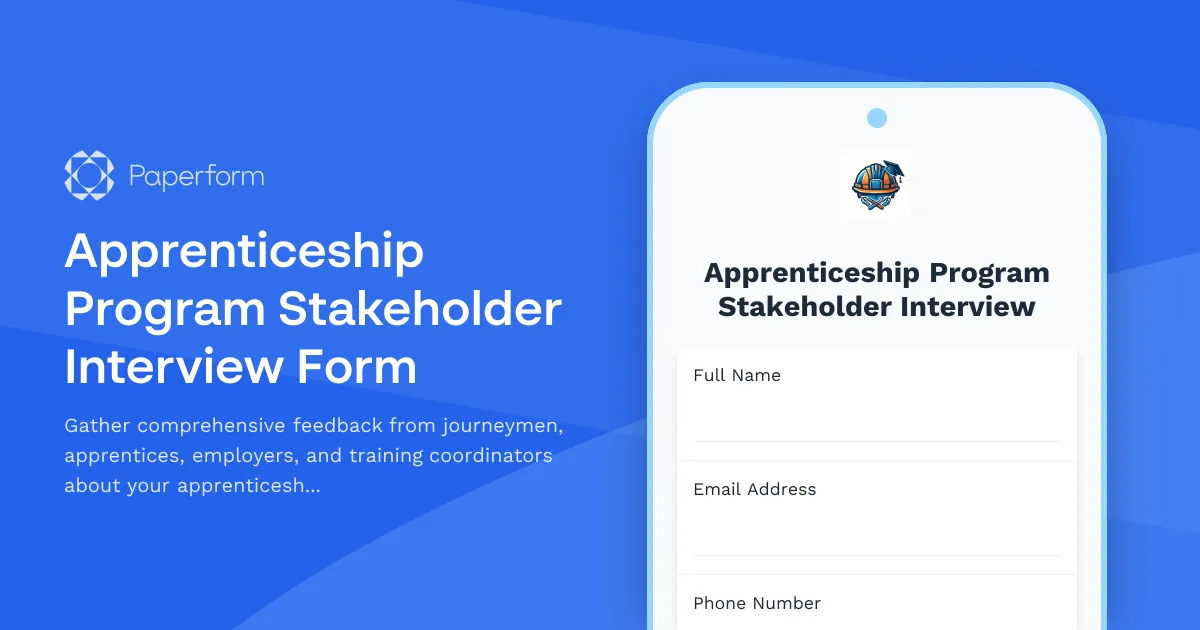 Apprenticeship Program Stakeholder Interview Form
