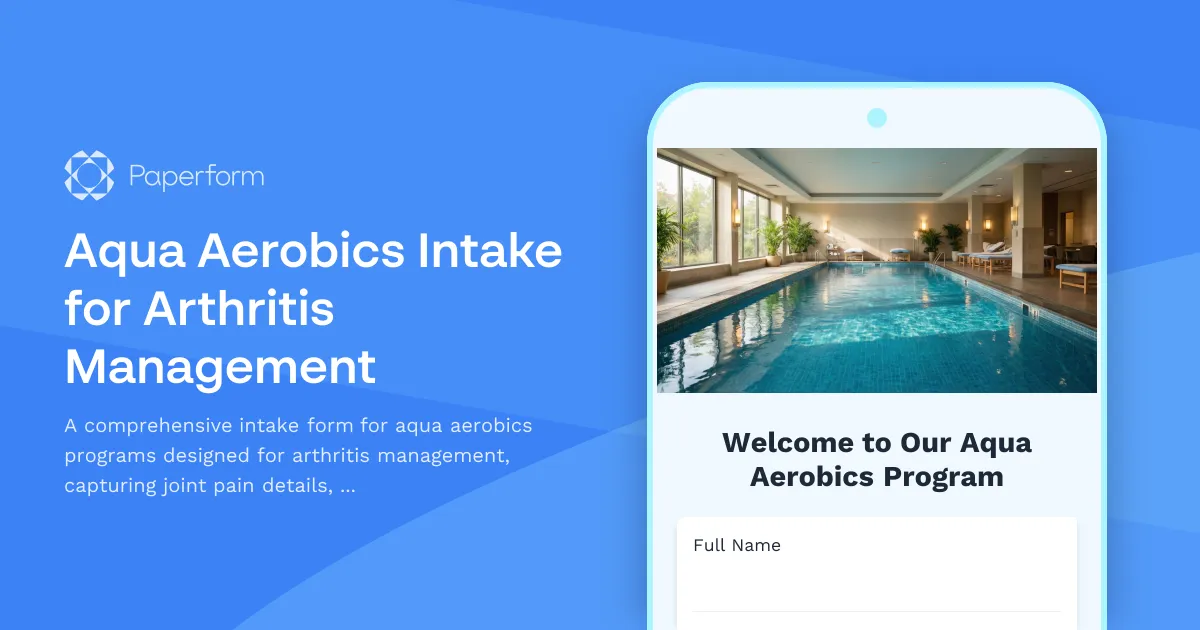 Aqua Aerobics Intake for Arthritis Management
