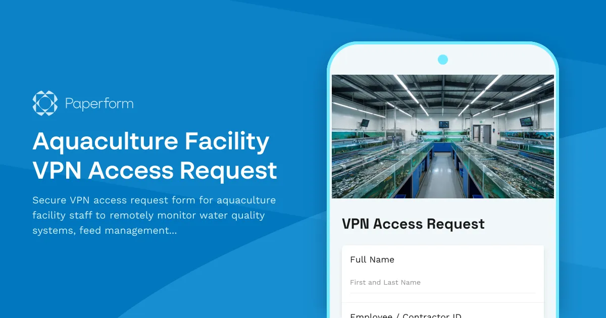 Aquaculture Facility VPN Access Request
