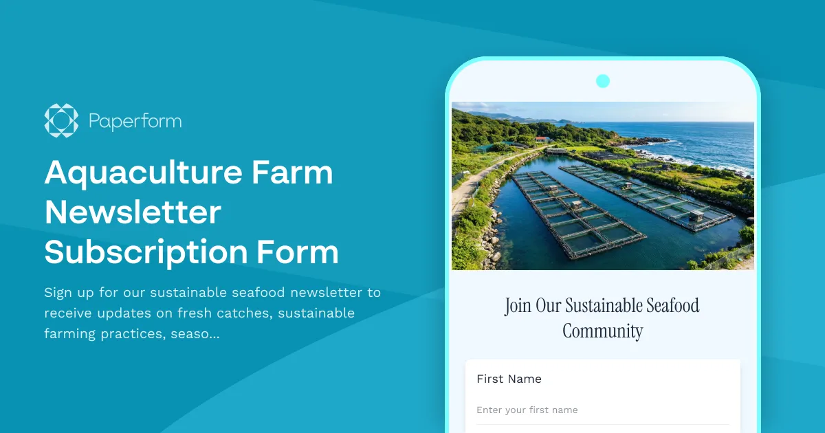 Aquaculture Farm Newsletter Subscription Form