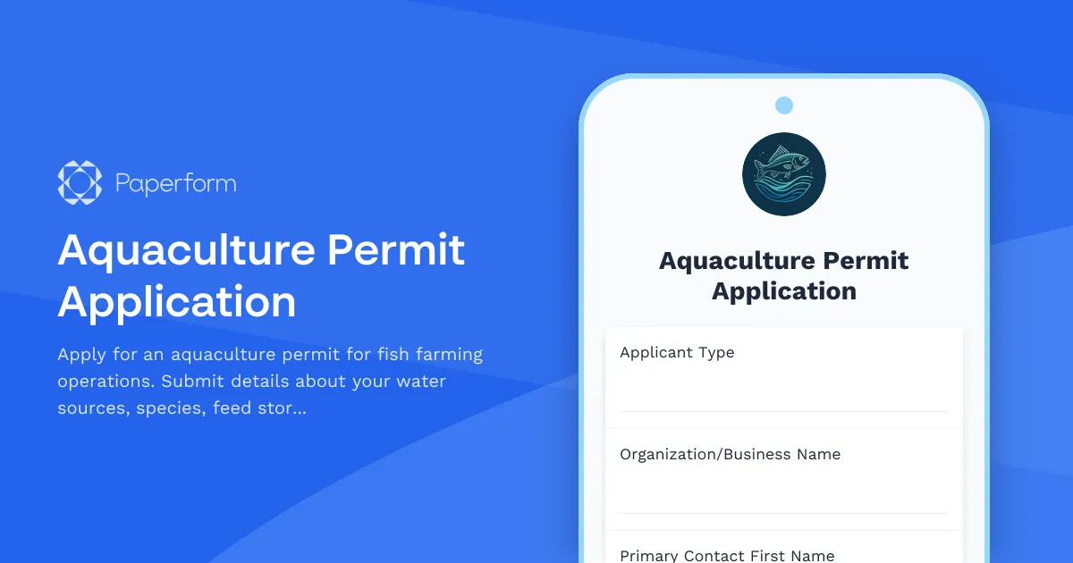 Aquaculture Permit Application