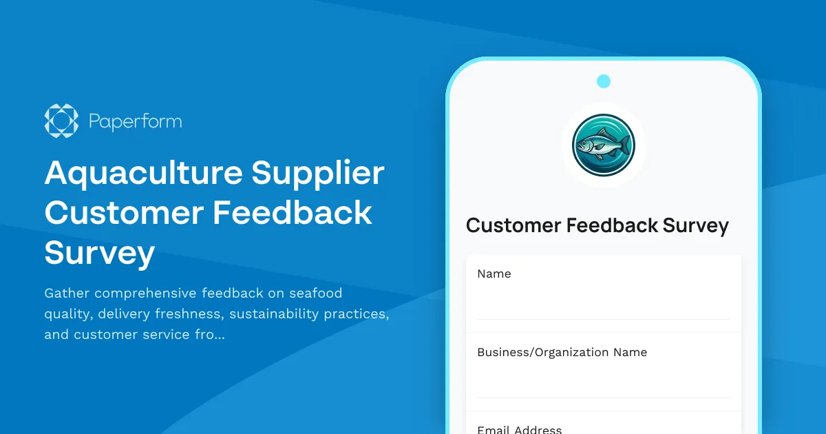 Aquaculture Supplier Customer Feedback Survey