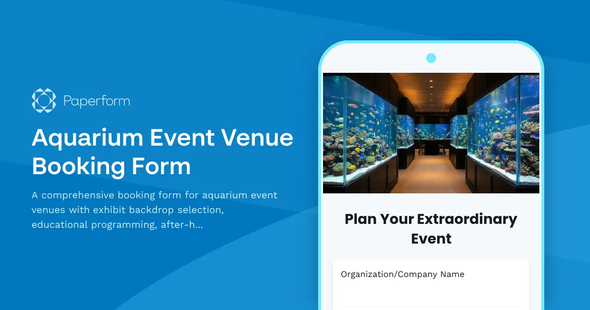 Aquarium Event Venue Booking Form