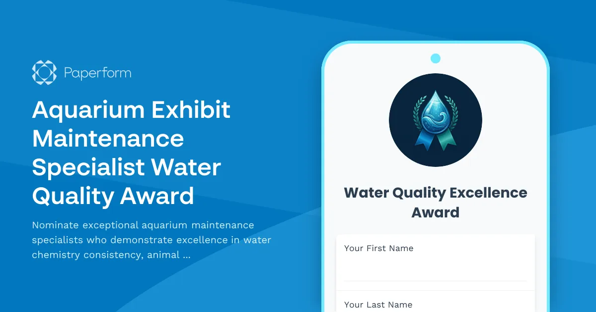 Aquarium Exhibit Maintenance Specialist Water Quality Award