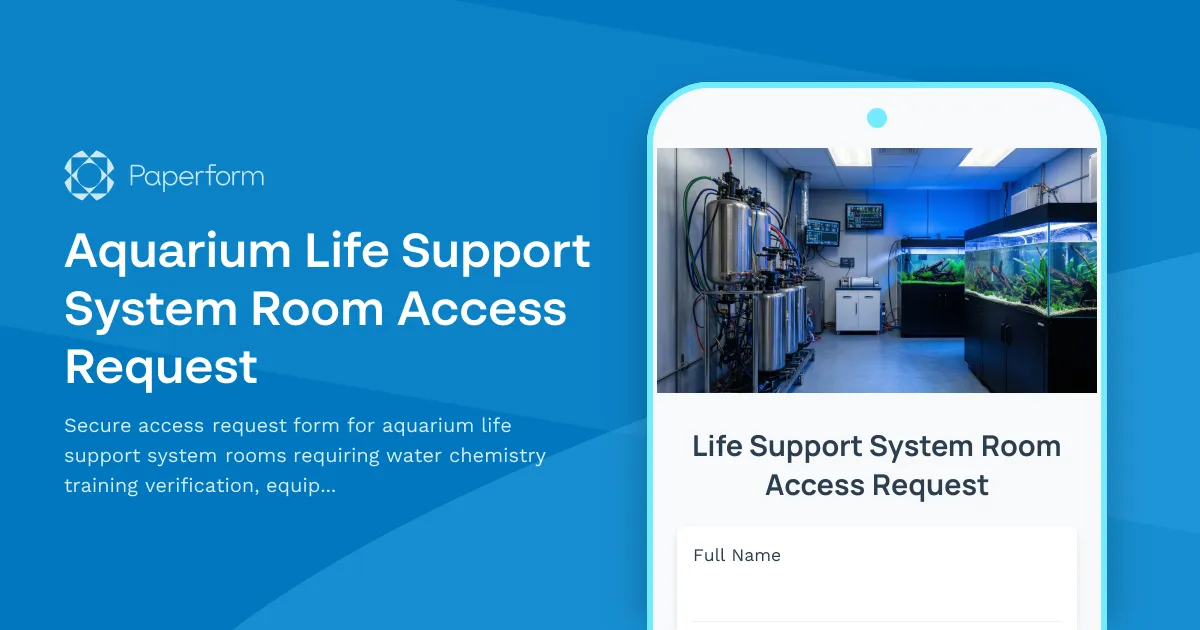 Aquarium Life Support System Room Access Request