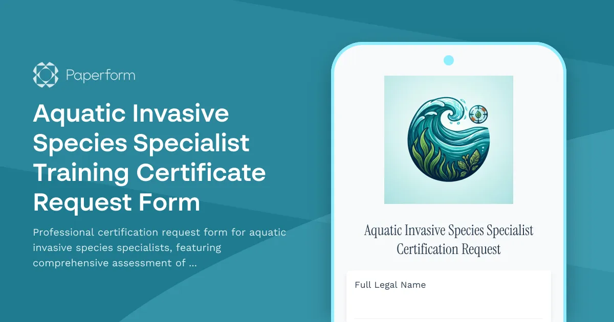 Aquatic Invasive Species Specialist Training Certificate Request Form