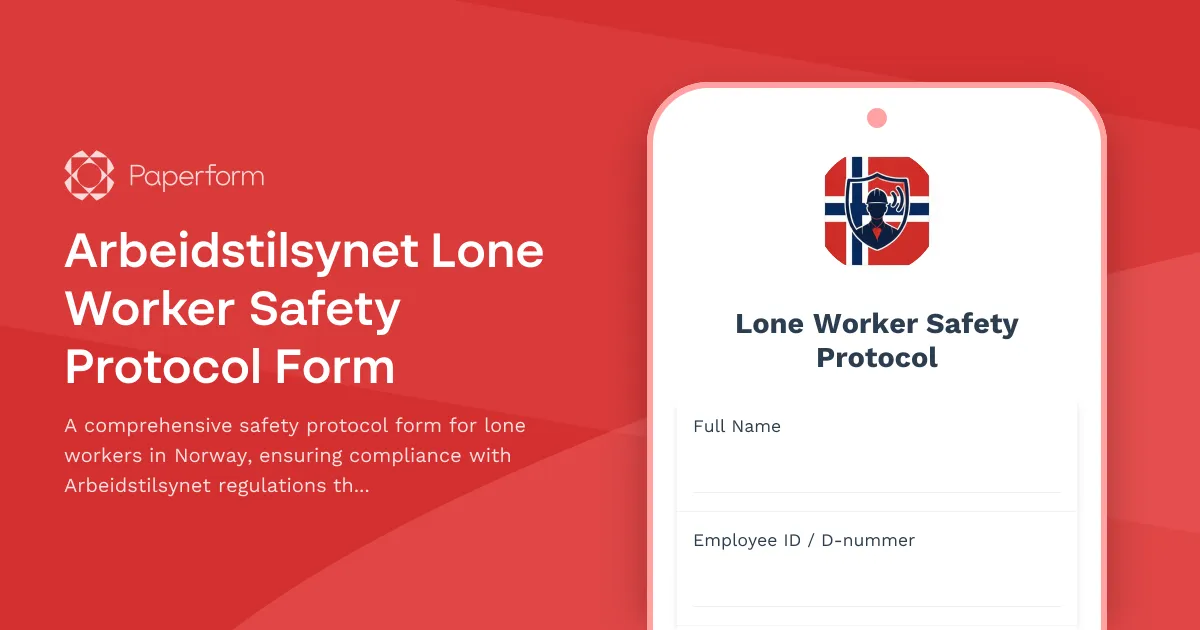 Arbeidstilsynet Lone Worker Safety Protocol Form
