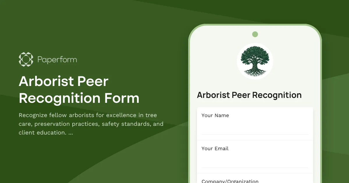 Arborist Peer Recognition Form