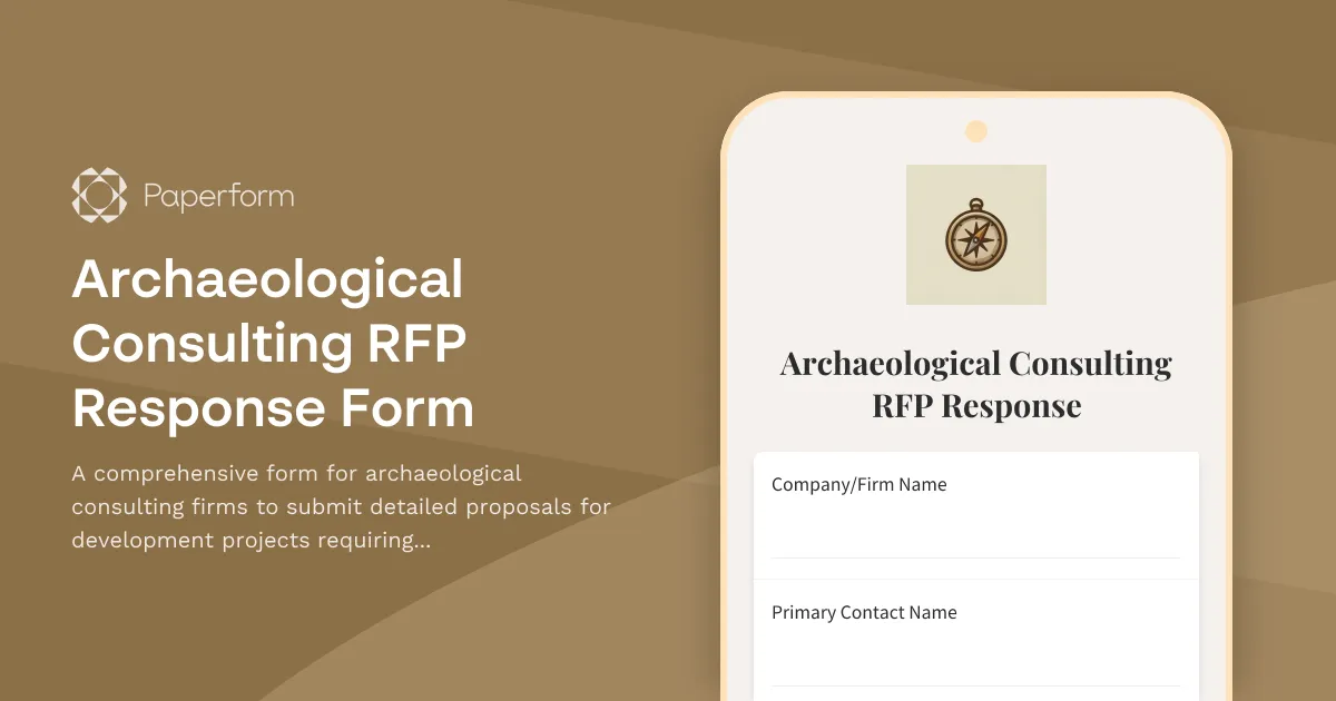 Archaeological Consulting RFP Response Form