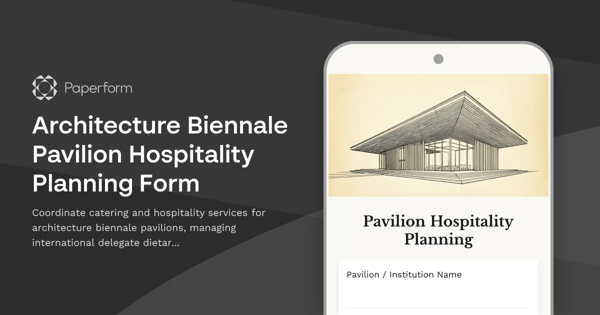 Architecture Biennale Pavilion Hospitality Planning Form