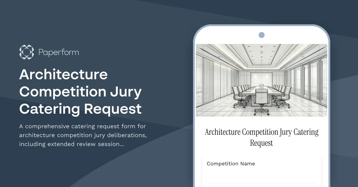 Architecture Competition Jury Catering Request
