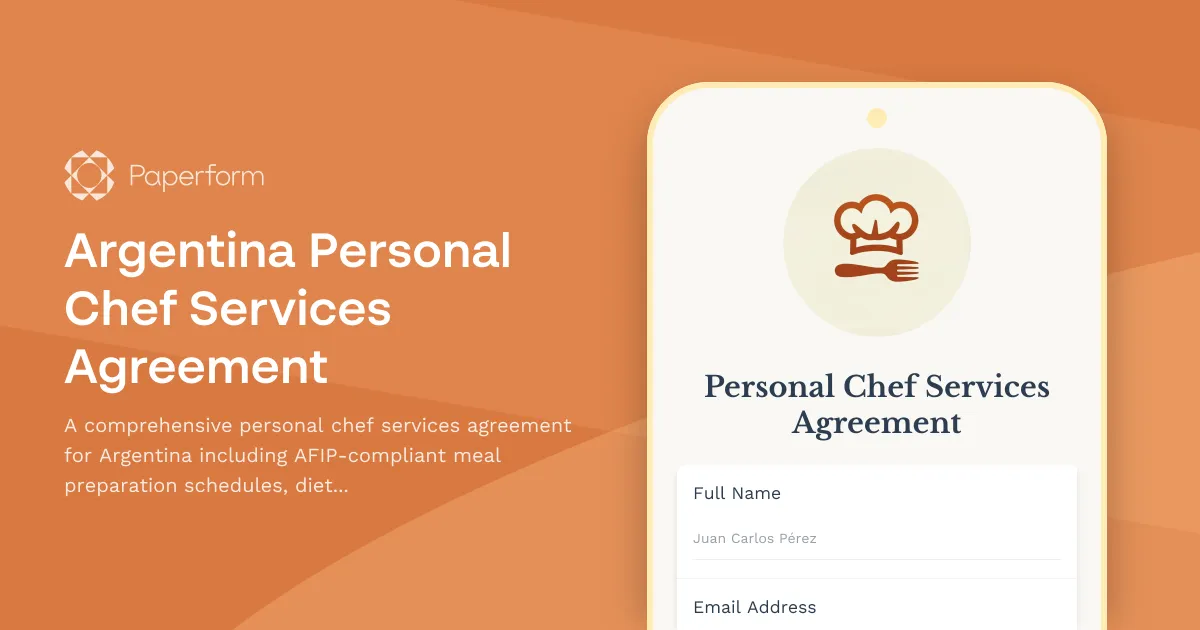 Argentina Personal Chef Services Agreement