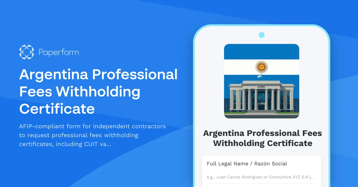 Argentina Professional Fees Withholding Certificate